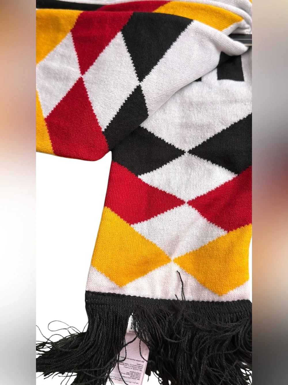 Adidas Germany DFB Scarf with Federation Crest - Black, Red, Yellow, White.